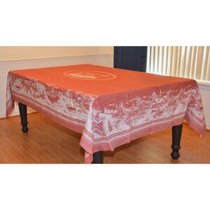 NWOT Williams Sonoma Red Table Cloth Size 70" X 108" The Night Before Christmas